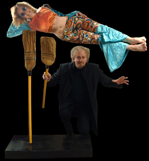 Richard floats Dayle on the end of a broom!